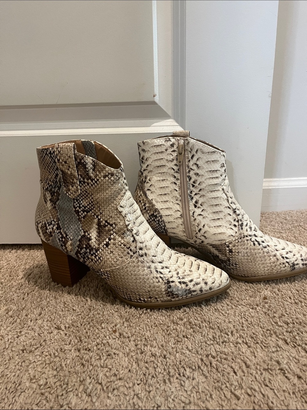 Ariat Cream Snake-Print Ankle Boots